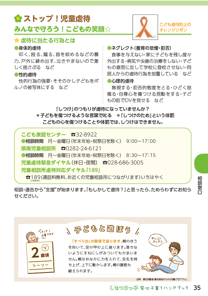 しもつけっ子  安心子育てハンドブック ページ36